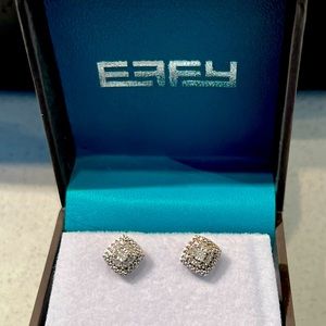 Effy Sterling Silver Diamond Earrings 1/10TW NWT